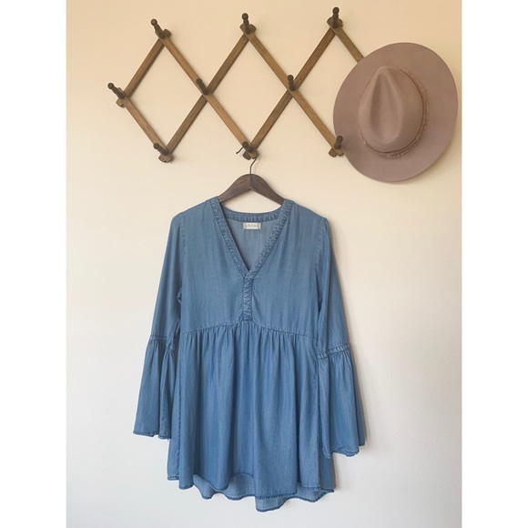 Altar'd State Tops - Altar’d State Denim Bell Sleeve Top